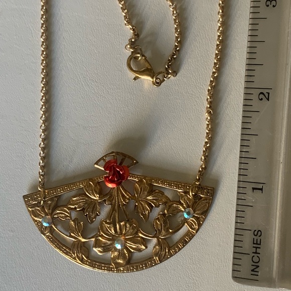 Necklace fan brass filigree - Picture 8 of 9